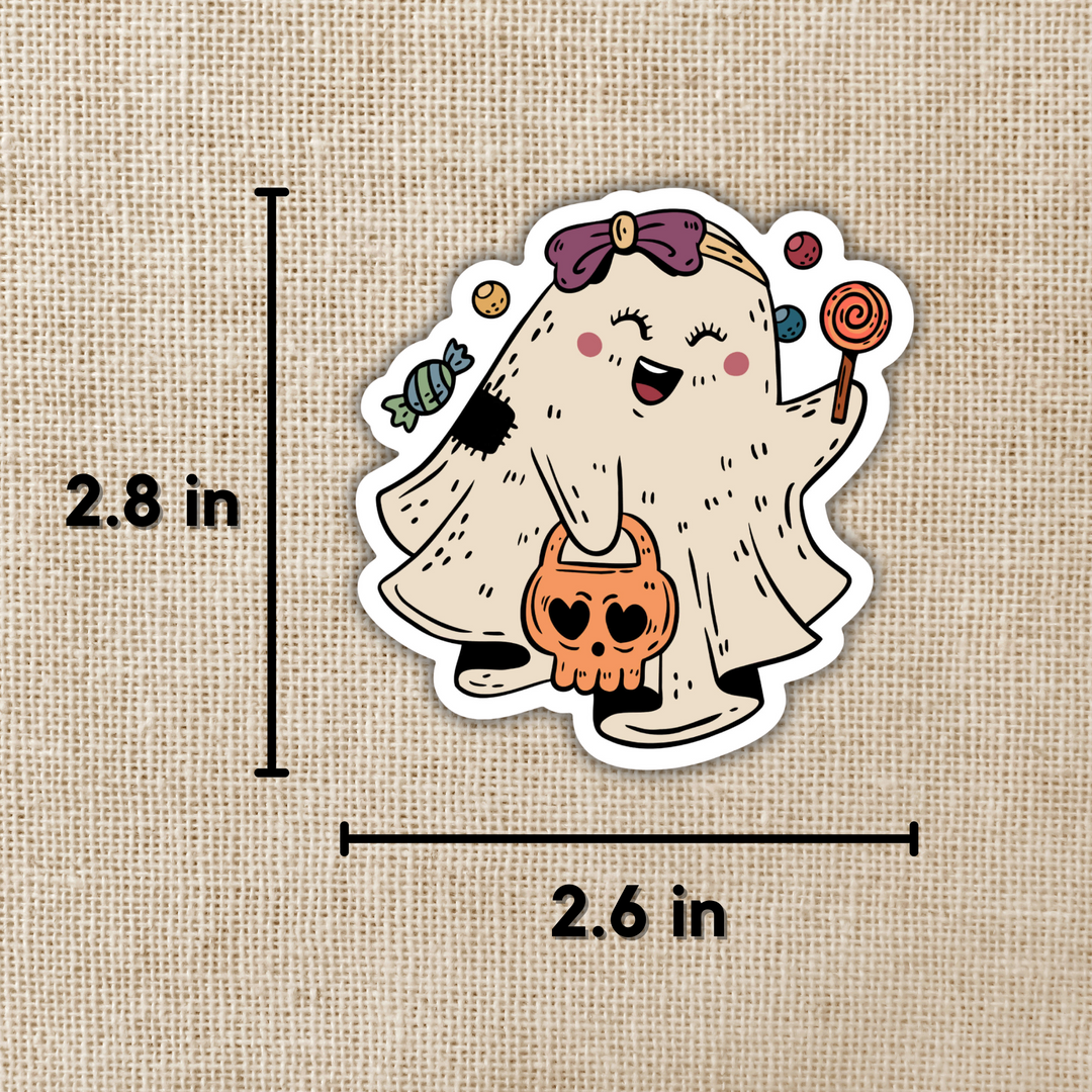 Cute Ghost Trick-or-Treating Sticker