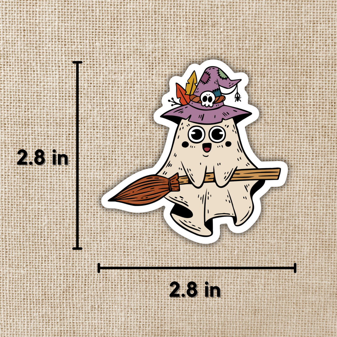 Cute Ghost in Witch Costume Sticker