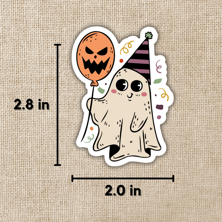 Cute Ghost With Pumpkin Balloon Sticker