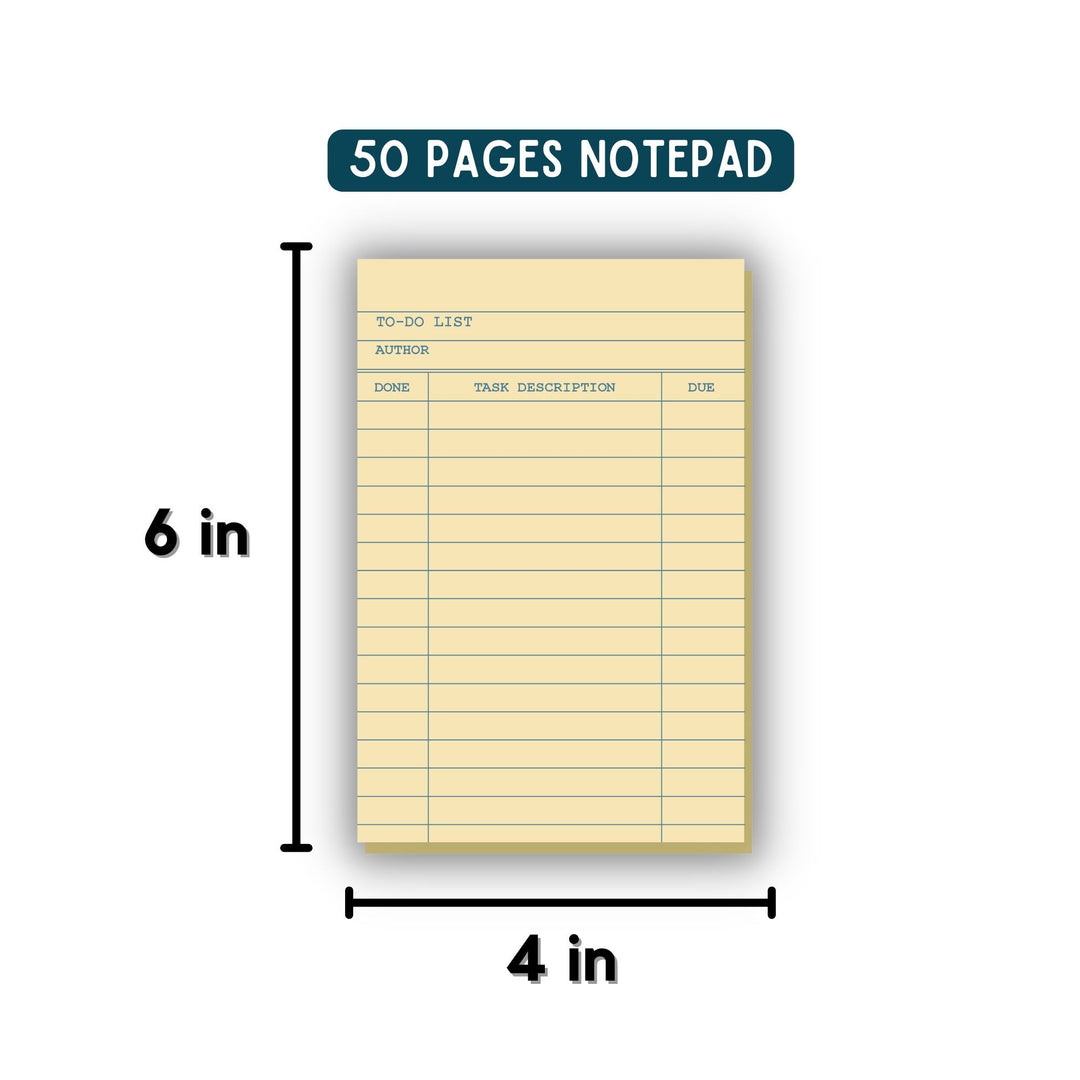 Library Card To-Do List Notepad - 4x6"