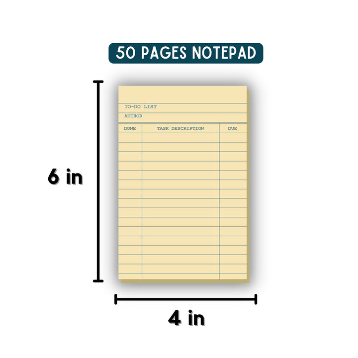 Library Card To-Do List Notepad - 4x6"