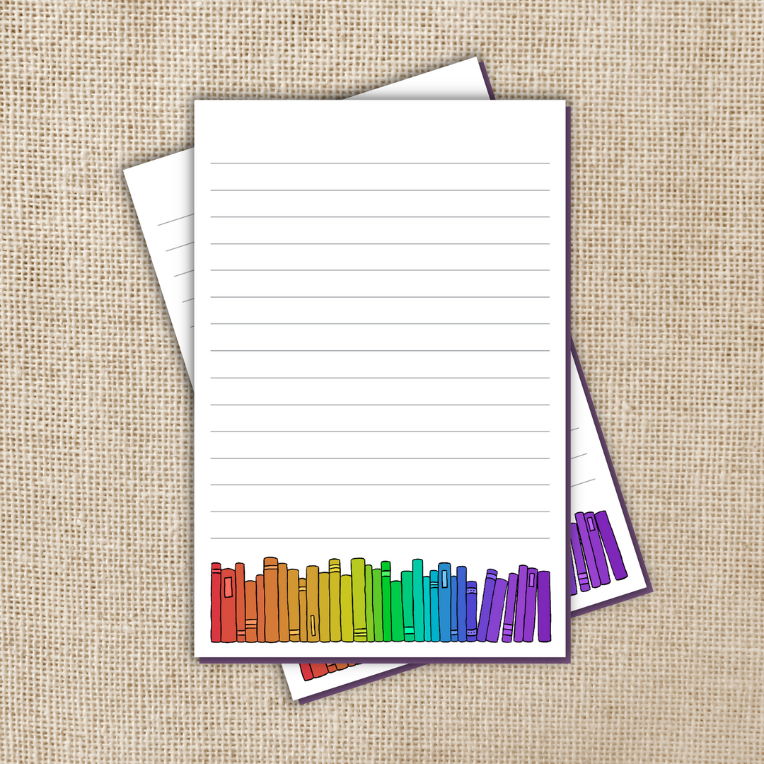 Rainbow Bookshelf Lined Notepad - 4x6"