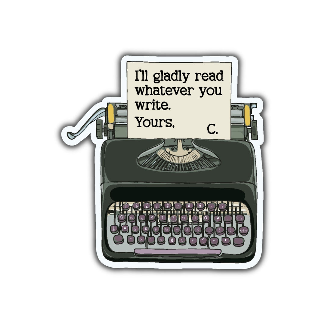 Read Whatever You Write Typewriter Sticker | Divine Rivals