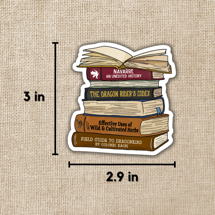 Stack of Navarre Library Scribe Books Sticker | Fourth Wing