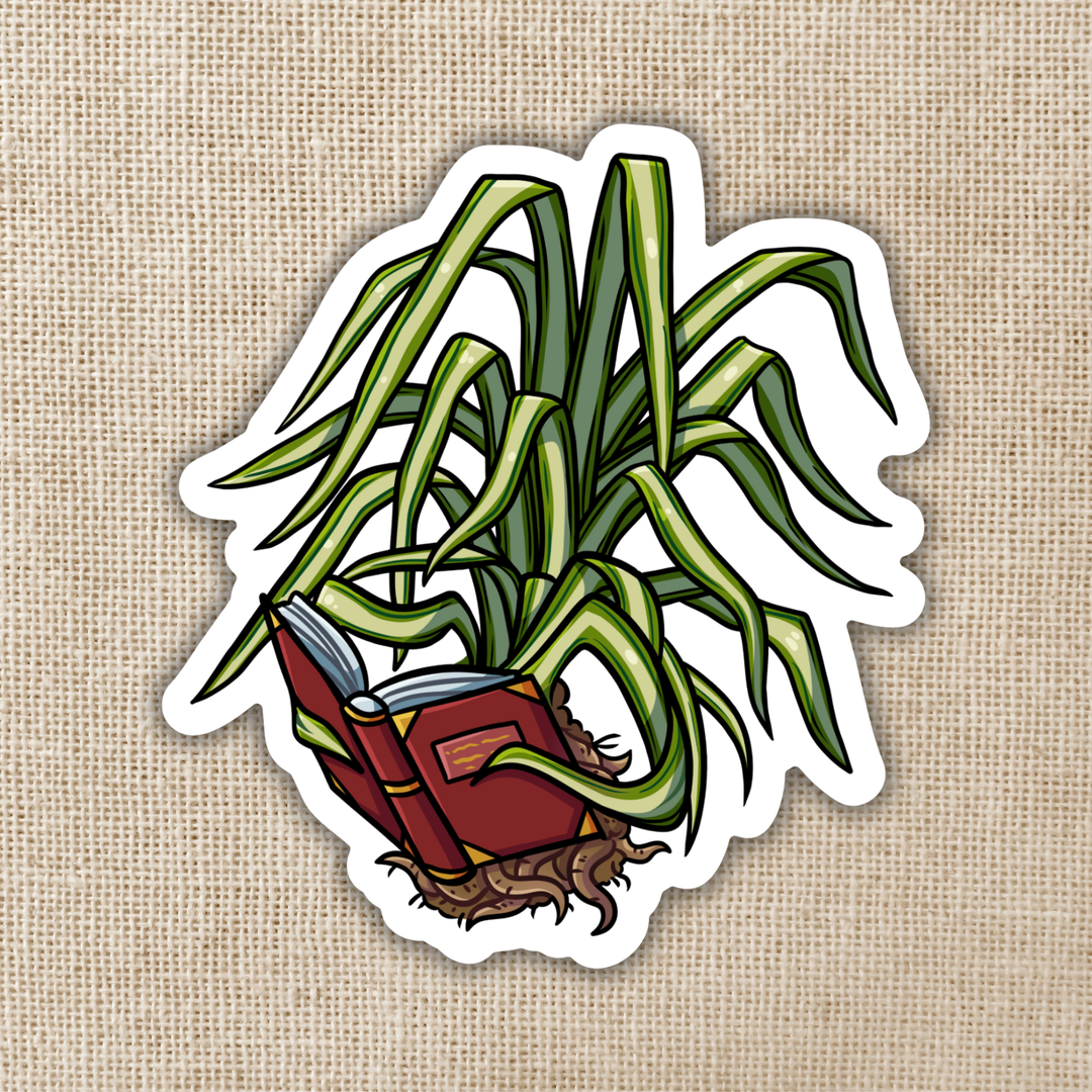 cartoon spider plant Caz the Spider Plant Sticker - The Spellshop