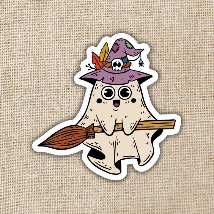Cute Ghost in Witch Costume Sticker