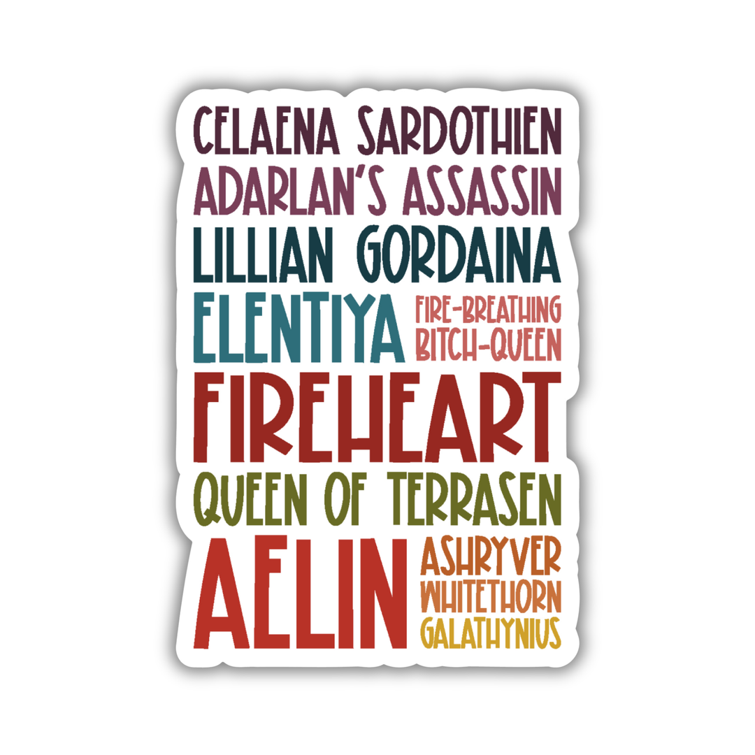 Aelin Galathynius Many Names Sticker | Throne of Glass