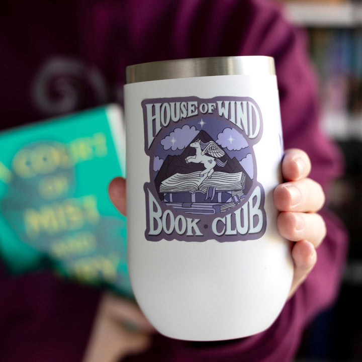  Sticker of a white and purple pegasus that says ‘Do it for the miniature pegasus around the circle. On a white tumbler.
