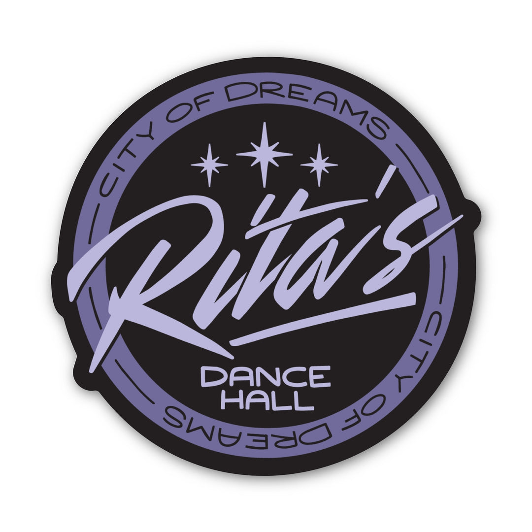  Logo sticker for ‘Rita’s Dance Hall’ from ACOTAR, around the edges reads ‘City of Dreams.’ 