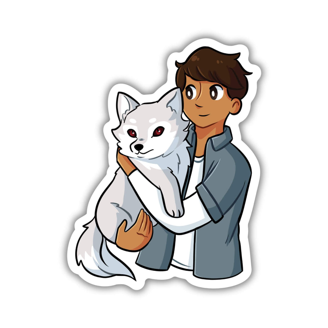 Ox Holding Joe in Wolf Form Sticker | Wolfsong