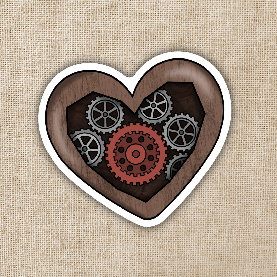 Wooden Gear Heart Sticker | In The Lives of Puppets