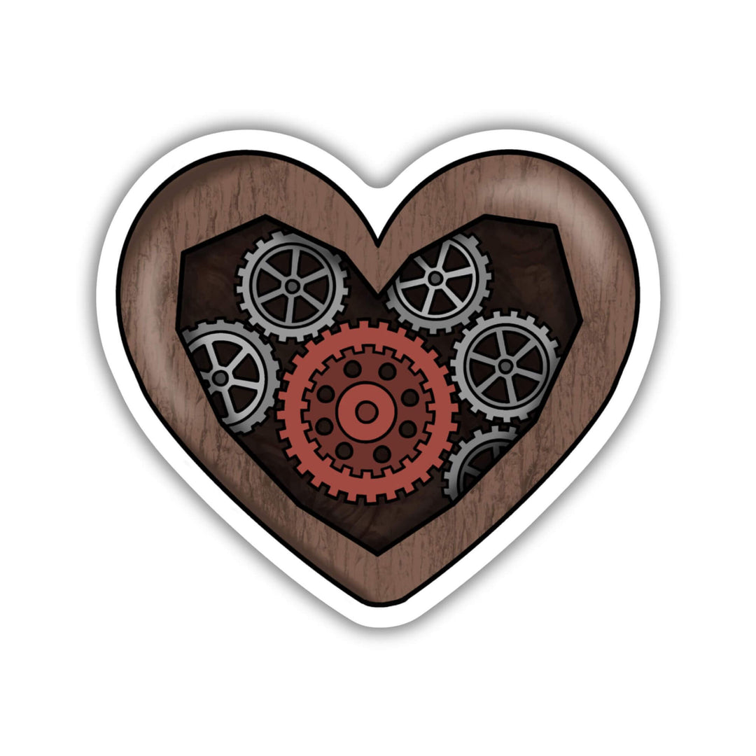 Wooden Gear Heart Sticker | In The Lives of Puppets