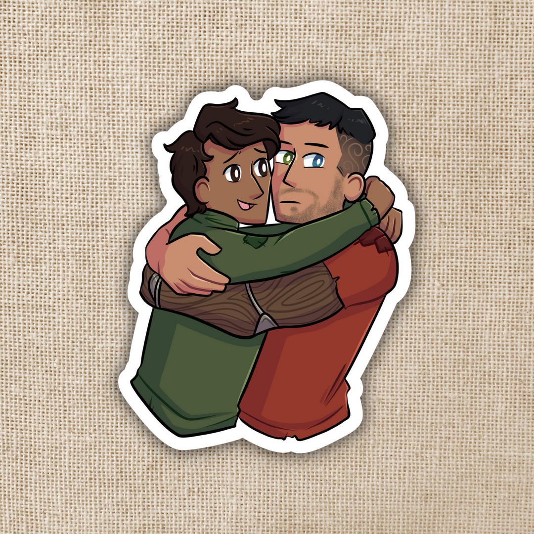 Victor & Hap Hugging Sticker | In The Lives of Puppets
