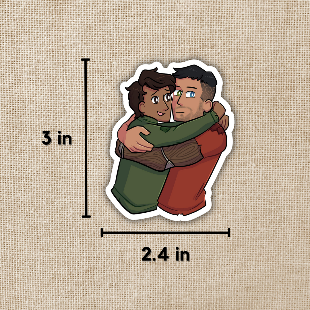 Victor & Hap Hugging Sticker | In The Lives of Puppets
