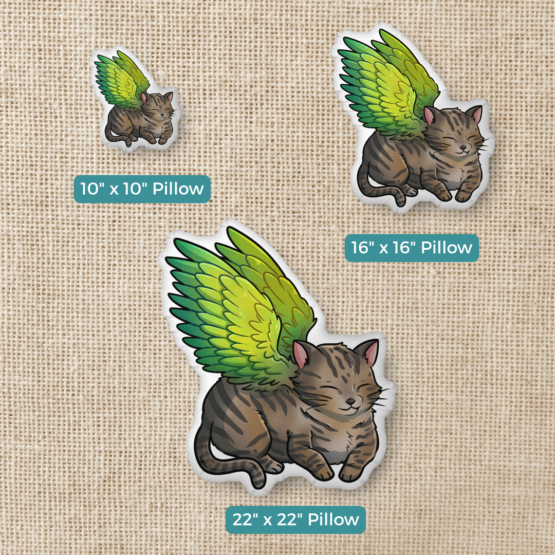 Winged Tabby Cat Pillow | The Spellshop