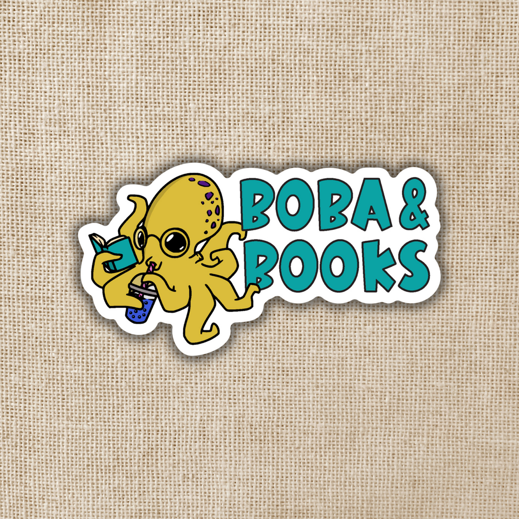 Boba & Books Octopus Sticker