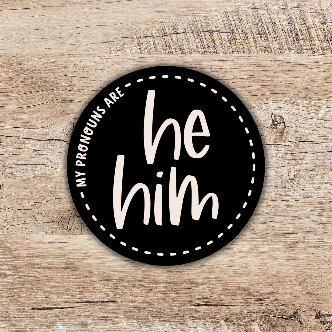 He-Him Pronoun 2-inch Sticker