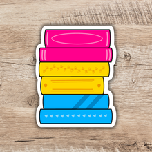 Load image into Gallery viewer, Pansexual Pride Flag Book Stack Sticker
