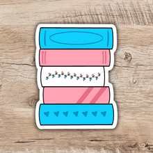 Load image into Gallery viewer, Trans Pride Flag Book Stack Sticker
